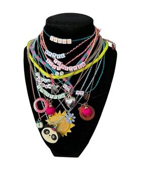 Kids Multi-Color Charm Necklace Set - Fun Panda & Sun Pendants